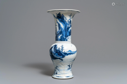 A Chinese blue and white yenyen vase with f…