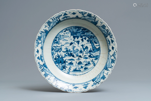 A Chinese blue and white Swatow dish with …