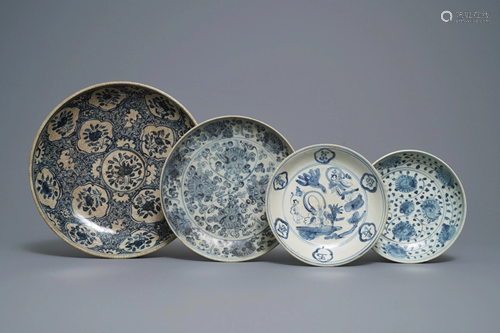 Four Chinese blue and white dishes, Hongzhi