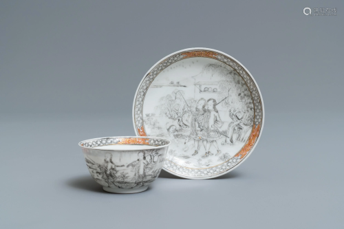 A fine Chinese grisaille cup and saucer …