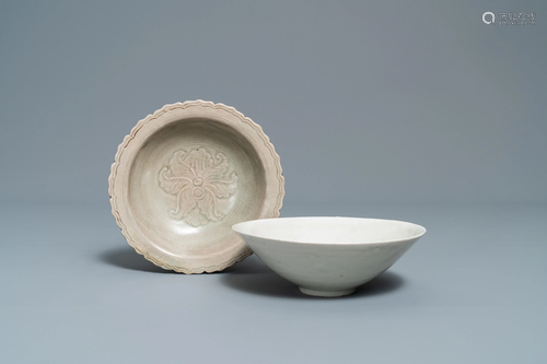 Two Chinese celadon- and qingbai-gla…