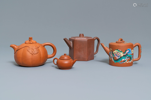 Four Chinese Yixing stoneware teapots and co…