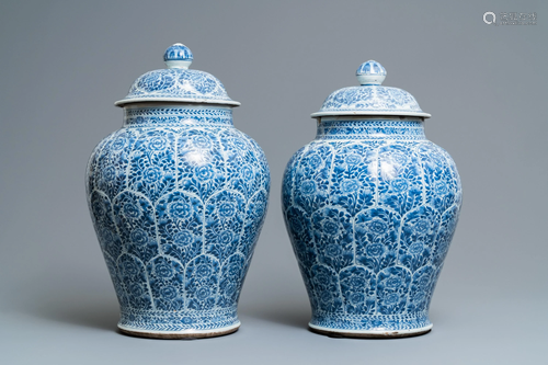 A pair of Chinese blue and white vases and…