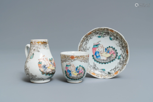 A Chinese famille rose and grisaille cup an…