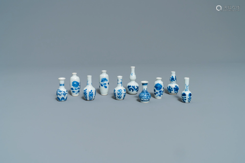 Ten Chinese blue and white miniature vase…