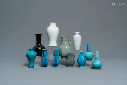 Eleven monochrome Chinese porcelain and Beij…