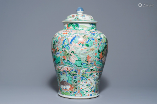 A large Chinese famille verte vase and co…