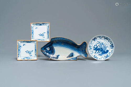 Four Japanese blue and white dishes, Edo, 1…