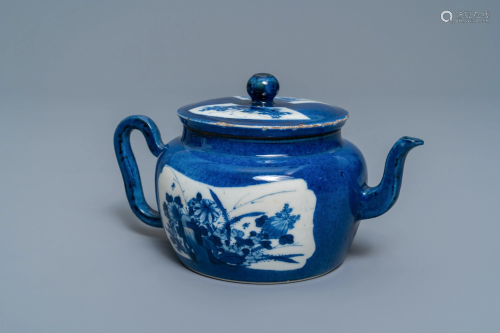 A Chinese powder blue-ground teapot and c…
