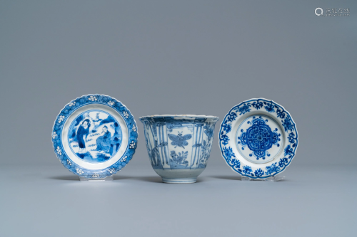 Two small Chinese blue and white plates and…