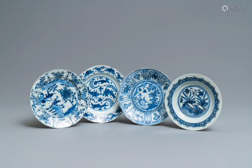 Four Chinese blue and white kraak porcelai…