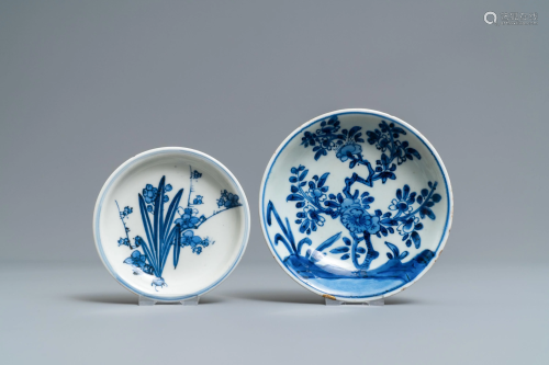 Two small Chinese blue and white plates wit…