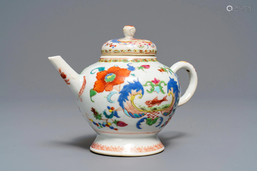 A Chinese famille rose 'Pompadour' teapot …