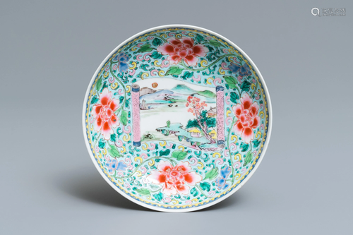 A Chinese famille rose saucer dish with a l…