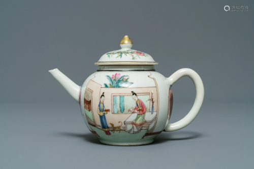 A Chinese famille rose teapot and cover wi…
