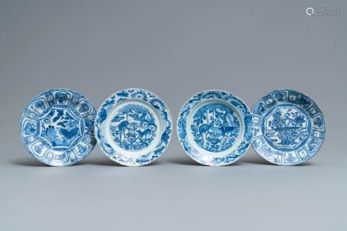 Four Chinese blue and white kraak porcelai…