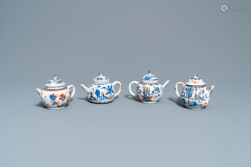 Four Chinese Imari-style teapots and covers, …