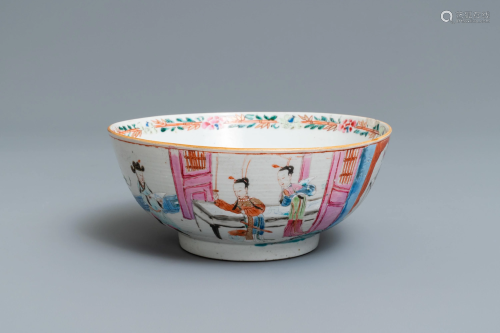 A Chinese famille rose bowl with figures in …