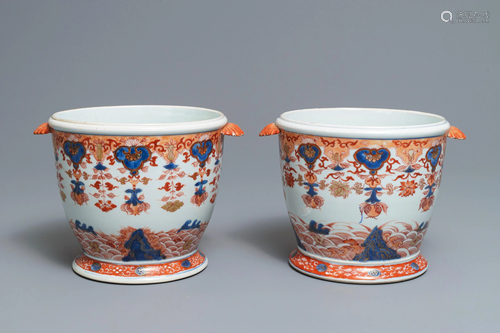 A pair of Chinese Imari-style coolers, Kangxi