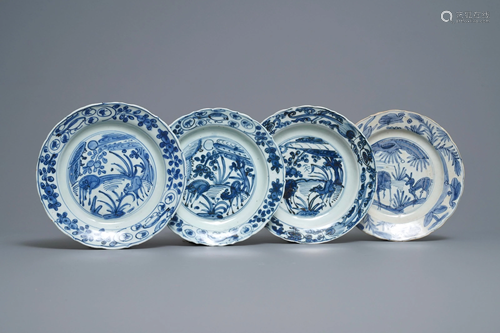 Four Chinese blue and white kraak porcelai…