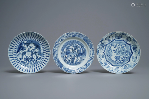 Three Chinese blue and white kraak porcelai…