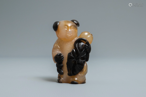 A Chinese carved agate snuff bottle in the s…