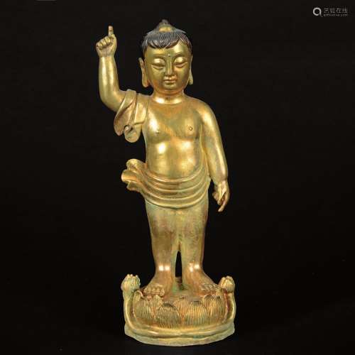 铜鎏金佛祖出生像