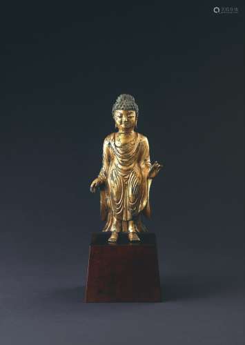 統一新羅 銅鎏金釋迦牟尼立像