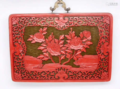 Qing Dynasty - Red Lacquer Wall Hanging
