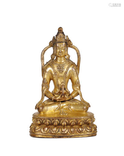 Qing Dynasty - Gilt Buddha Statue