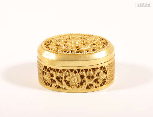 Qing Dynasty - Vented Pure Gold Box