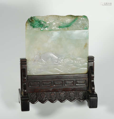 Qing Dynasty - Scripture Jadeite Screen