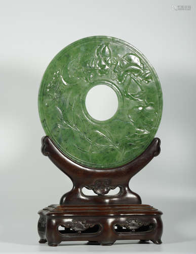 Qing Dynasty - Hetian Green Jade Ornament