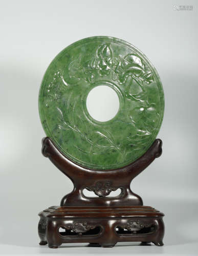 Qing Dynasty - Hetian Green Jade Ornament