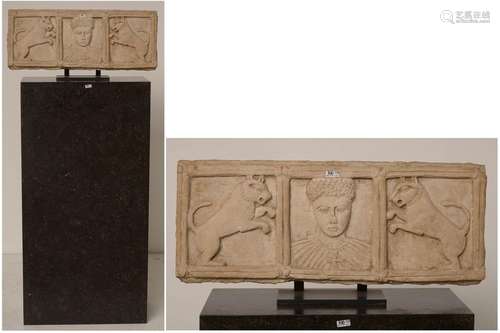 Coptic bas relief in sculpted and moulded cream li…