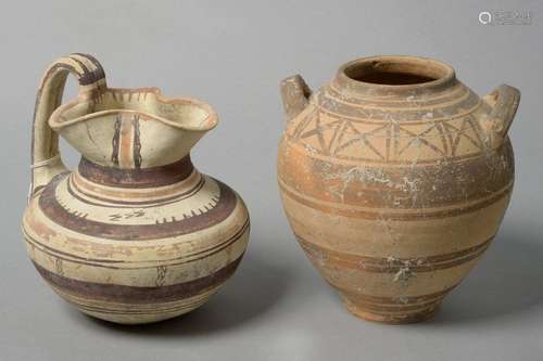 Set of two terracotta objects comprising: an oenoc…