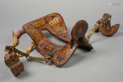 Very rare Chinese saddle complete with stirrups, a…