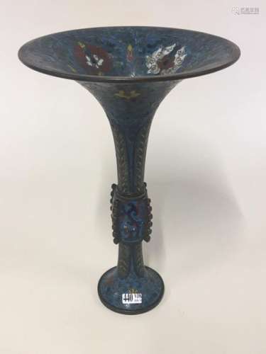 Archaic bronze vase with cloisonné enamels and flo…