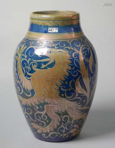 Large Art Nouveau style earthenware vase decorated…