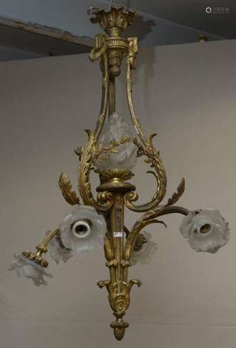 Large Louis XVI style chandelier in gilt bronze wi…