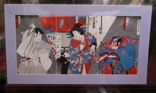 Fantastic Vintage 1930 Japanese Triptych Woodblock Print