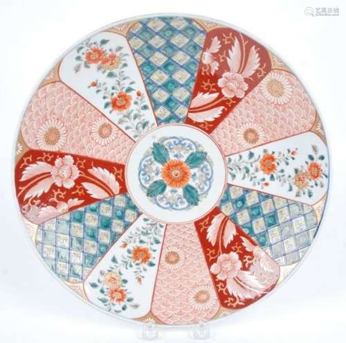 VINTAGE LARGE PORCELAIN PLATE W/ JAPANESE PATTERNS AND CHRISTIE'S TAGS