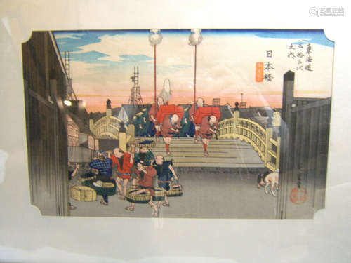 Japanese Kyoto Handicraft Center Woodblock Print Nihonbashi Hiroshige Ando