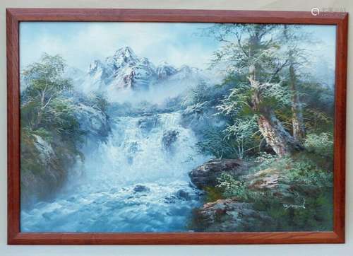 LARGE R DANFORD WATERFALL LANDSCAPE PAINTING RIVER MOUNTAINS COLORADO ROCKIES CO