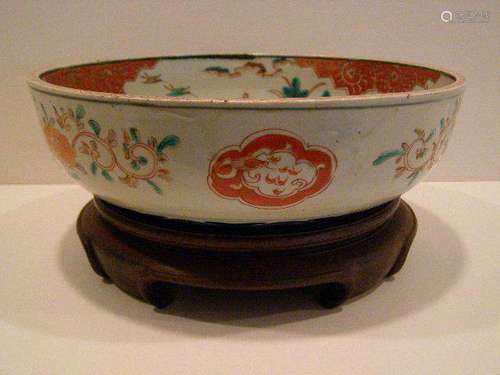 ANTIQUE 1850 A.D. JAPANESE IMARI BOWL WITH STAND