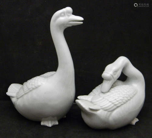 Pair of Japanese Porcelain  Geese, signed