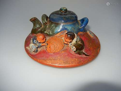 Sumida Gawa Teapot Japan Pottery Clay