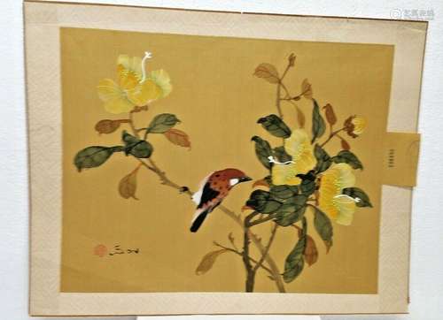 ANTIQUE JAPANESE PAINTING ON SILK WITH SIGNATURE