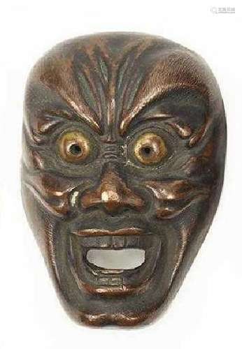 Fine Japanese Metal Mask, Meiji Period.