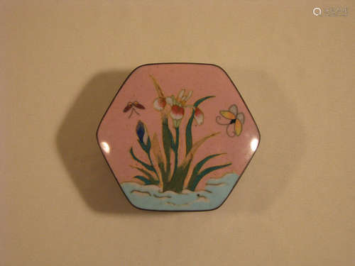 Antique Japanese Cloisonne Six Sided Box.  Excellent Condition.